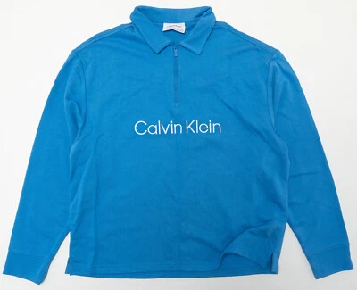 CAMISA POLO CALVIN KLEIN NUEVA CON ETIQUETAS PARA HOMBRE MANGA LARGA CREMALLERA RELAJADA ALGODÓN s M AZUL PALACIO Foto 1 de 4