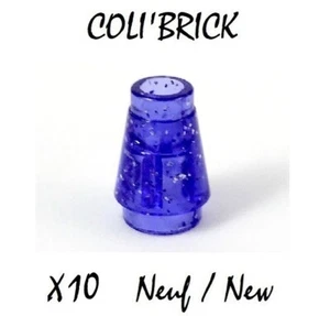 Lego 4589 b - 10x Brique Cone 1x1 top groove - Glitter Trans Purple - 4589b NEUF - Imagen 1 de 1