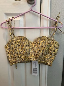 NWT Rhode Pari Cotton Cropped Bandeau Top Jawahar Golden Mini $195 MSRP - Size 6 - Picture 1 of 7