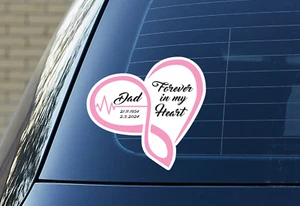 Custom RIP Memorial Car Decal Sticker Sign Forever In My Heart Infinity Mum Name - Picture 1 of 2