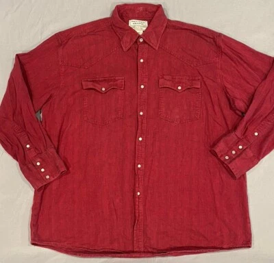 Camisa para hombre Merril & Forbes 2XL roja algodón perla a presión Western Prairie vaquero EE. UU. Foto 1 de 4