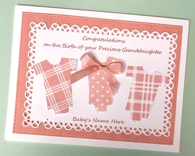 Nueva tarjeta de felicitación para bebé niña para abuelos nombre personalizado y verso interior Foto 1 de 4