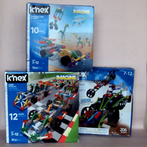 K'Nex Knex Bundle x 3 Rad Rides, Imagine Cars, Model Fun. Pieces Sealed Box Open