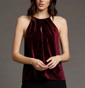Amanda Uprichard NEW Maroon Raven Velvet Sleeveless Top Size Small $188 - Picture 1 of 10