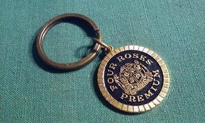 Vintage FOUR ROSES PREMIUM Bourbon Keychain Ring Fob Gold-Tone Metal Kentucky - Picture 1 of 3