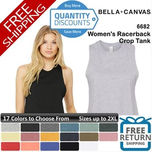 Bella + Canvas Woman Racerback Relaxed Cropped Fit Tank Top Shirt Up To 2XL 6682 - Picture 1 of 85