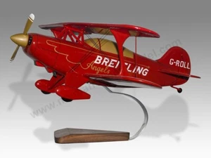 Pitts S-2A Breitling 2 Aereo Scrivania Legno Nuovo Modello Scala Piccola 1/24 - Foto 1 di 12