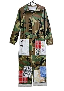 Camo Coveralls Custom W/ Patches Sz 2XL Long Sleeve Zip Front Womens - Picture 1 of 23