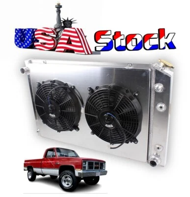 Fit 73-87 Chevy C/K C10 C20 K10 K20 GMC C/K1500 2500 V8 4 Row Radiator With 2Fan - Image 1 of 4