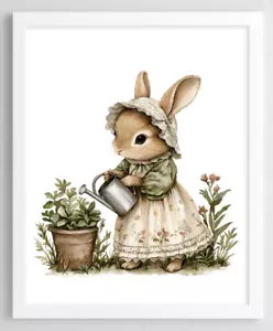 Nursery Wall Art Print, Cute Bunny Kids Room Art Print, Baby Wall Decor #17 - Picture 1 of 2