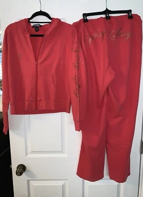 Vintage VS Moda International terry cloth 100% cotton tracksuit muted red  - Image 1 of 4