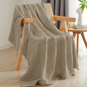 100% Cotton Waffle Weave Throw Blanket, Soft Lightweight Breathable Cozy Throws - Picture 1 of 6