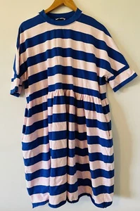 Ivy Niu Blush/Navy Jersey Tee Tent Dress OS Rare - Picture 1 of 4
