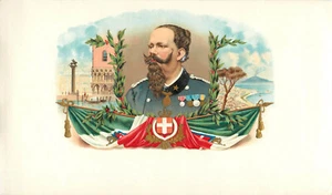 Zigarrenkiste Etikett Victor Emmanuel II Erster König Italiens Vulkan - Bild 1 von 2