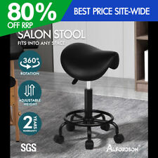 ALFORDSON Salon Stool Saddle Swivel Barber Hair Dress Chair Sierra All Black