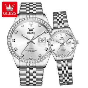watch quartz diamond waterproof steel men's women stainless women's men watches - Picture 1 of 23
