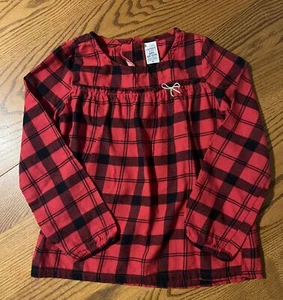 Carters Girls 6/6X Plaid Blouse With A Gold Bow. Perfect For Christmas 🎄 - Picture 1 of 5