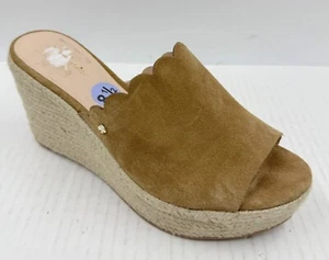 Kate Spade Toby Women's Sandals 8.5 Tan Leather Wedge Espadrille Sandals - Picture 1 of 10
