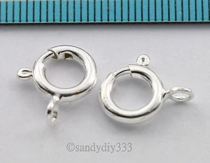 4x ITALIAN STERLING SILVER SPRING ROUND RING CLASP 9.5mm #2767 - Picture 1 of 2