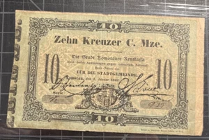 Checoslovaquia Austria 10 Cruceros 1849 Komotau ¡RARO ANTIGUO NÚMERO LOCAL! - Imagen 1 de 2