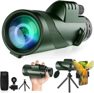 HD 80X100 Zoom Optical Lens Monocular Telescope + Tripod + Clip for Cell Phone - Image 1 of 4