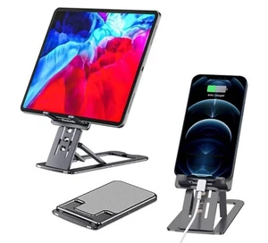 Ultra Slim Aluminum Foldable Phone Holder Tablet Stand - Picture 1 of 12