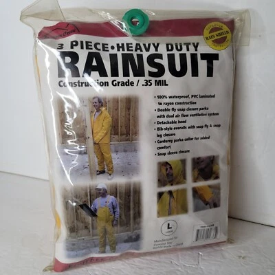 Traje de Lluvia Boulder Creek Amarillo PVC Recubierto Rayón Tres Piezas Grande Foto 1 de 4