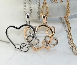 18K Rose / White Gold Filled Necklace made with Swarovski Crystal Birthday p9755 - Picture 1 of 12