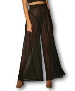 Patrice Catanzaro Netzhose schwarz Hose Stretchnetz Transparent Weit Culotte Jun - Bild 1 von 7