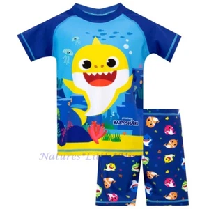 Baby Shark Boys Swim Trunks Rash Guard Shirt Size 4 4T 5T 5 Swimsuit Set Toddler - Picture 1 of 3