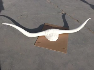 FIBERGLASS LONGHORN HORNS LIFE SIZE ANIMAL STATUES - Picture 1 of 5