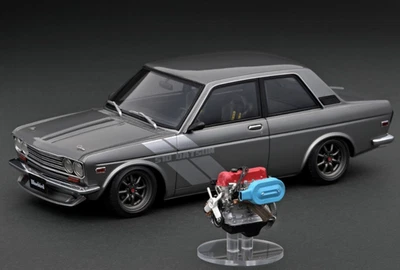 Ignition Model IG3310 1/18 Datsun Bluebird 510 Gun Metallic With Engine Resin - Image 1 of 4