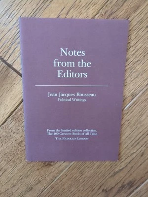 Franklin Library Notes Editors 100 Great Jean Jacques Rousseau Political Writing - Image 1 of 3