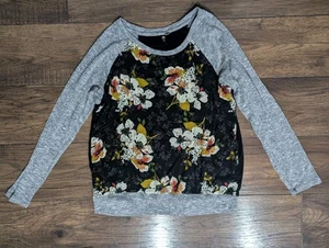 KUT From the Kloth Mujer Gris Negro Floral Pullover Manga Larga Top Camisa XL - Imagen 1 de 14