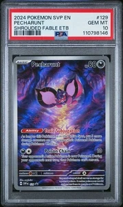 2024 POKEMON SVP SHROUDED FABLE EN-SV BLACK ETB PROMO #129 PECHARUNT PSA 10 GEM - Picture 1 of 2