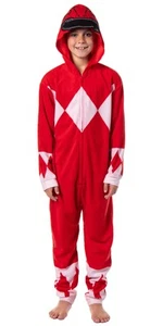 Power Rangers Boys Red Ranger Hooded Costume Union Suit Sleeper Pajama (8) - Picture 1 of 4