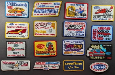 Parches de carreras callejeras de arrastre NHRA de colección (lote de 16) años 70-1990 Foto 1 de 2