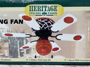 Vintage Heritage Basketball Ceiling Fan With Light 30” SUPER RARE - NEW OPEN BOX - Picture 1 of 7
