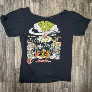 Green Day Dookie Album Graphic Tee Black Cut Neck Punk Rock Band Shirt - Picture 1 of 7