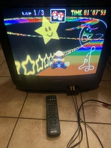 Vintage Sony Trinitron CRT Tv Retro Video Games 20” Television w Remote VIDEO - Picture 1 of 19
