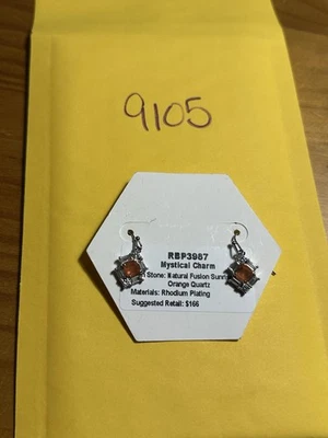 NIB Bomb Party Dangle Earring RBP3987 Mystical Charm N.F Orange Quartz Rhodium P - Image 1 of 4