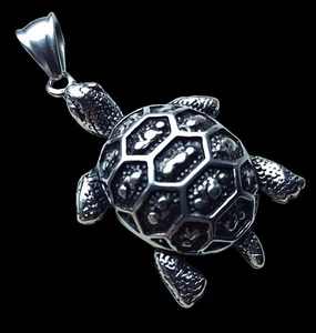 Edelstahl Anhänger 316L Schildkröte Tier-Schmuck Edelstahlschmuck Kröte Wasser - Picture 1 of 1