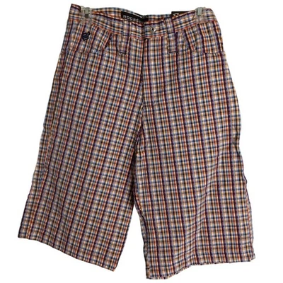 Rocawear Size 14 Shorts Boys Bermuda Original Fit Plaid Neon Embroidered NEW - Image 1 of 4