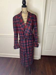 VTG PENDLETON ROBE MEN'S PLAID 100% PURE VIRGIN WOOL BELTED USA SIZE L - Picture 1 of 10