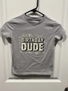 Cat &Jack Boys T-shirt Gray Size XS (4-5). “Birthday Dude”. - Picture 1 of 4