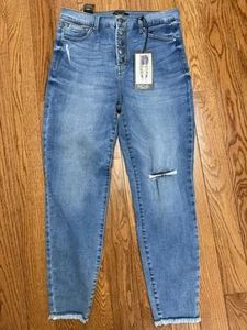 Rachel Roy Jeans Womens High Rise Exposed Button Skinny Blue Distressed Denim 12 - Picture 1 of 9