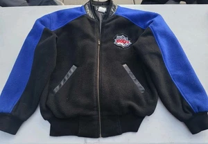 2000 SuperBowl Direct TV Fleece Bomberjacke Lederkragen Tasche schwarz Reißverschluss - Bild 1 von 14