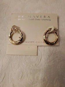 Primavera schöne gedrehte Creolen 24 Karat Gold über Sterlingsilber - Bild 1 von 1