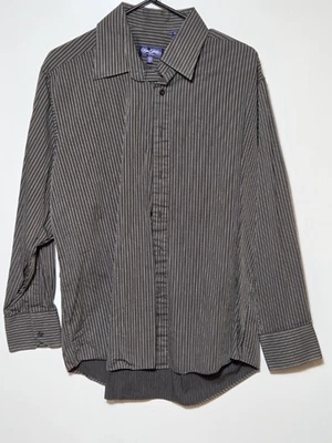 Sean John Mens Dress Shirt Size XL 17.5 34/35 Black Striped Button Up 100%Cotton - Image 1 of 4