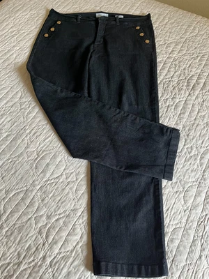 Nine West 14/32 Trouser Dark Charcoal Stretch Jeans Slash Pockets Gold Buttons - Image 1 of 4